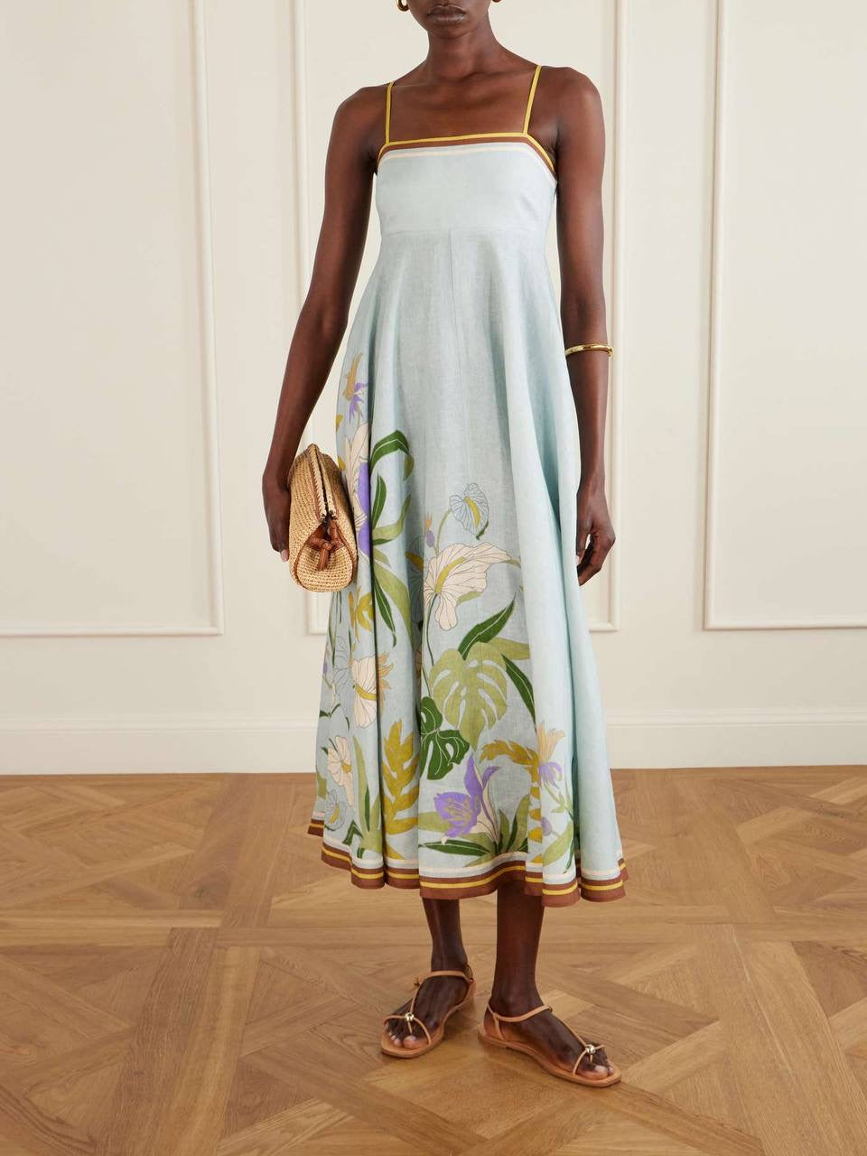 ALM Alfie Linen Sleeveless Sundress Midi Dress