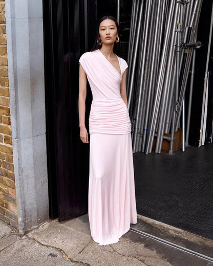 SP Pink Jersey Draped Maxi Dress