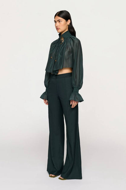 CLE Laurel Tencel-blend Sheer Cropped Shirt