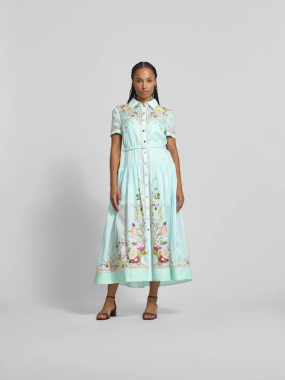 SP Mint Floral Organza Midi Dress