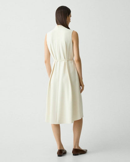 TH Cascade Sleeveless Belted Midi Dress in Admiral Crepe