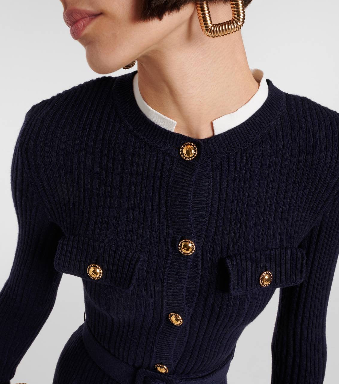 SP Navy Viscose Knit Mini | Midi Dress