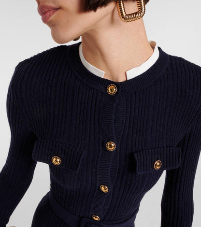 SP Navy Viscose Knit Mini | Midi Dress