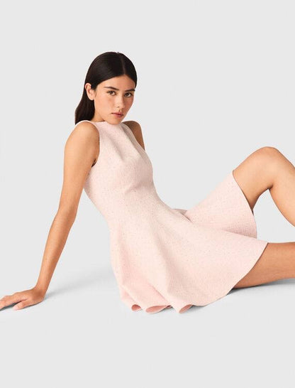 MJ Pink Short Flared Tweed Sleeveless Mini Dress