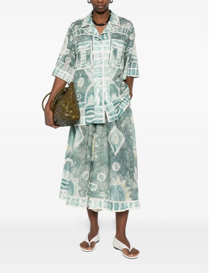 ALM Samira Print Relaxed Top | Wide-leg Trousers Pant | Set