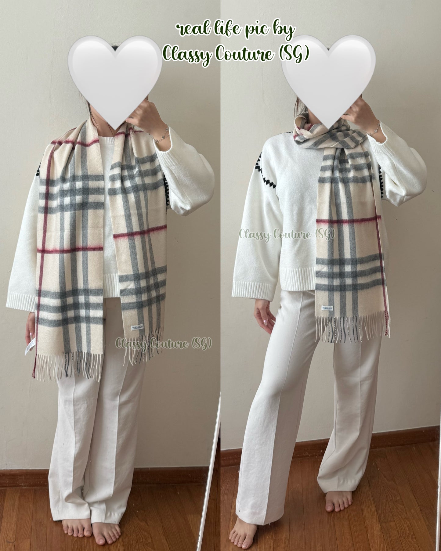 2 Sizes! BBR Fringed Check Cashmere Scarf