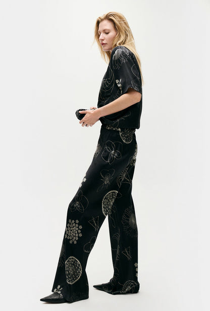 SL Bias Cut Pants in Protection | Phosphate | Fibonacci Black | Swans - Thick 19 Momme Silk