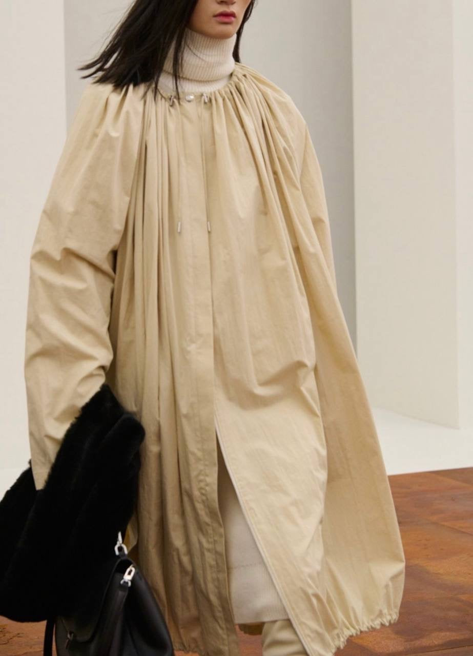 TOT Gathered Parachute Cotton Blend Trench Coat