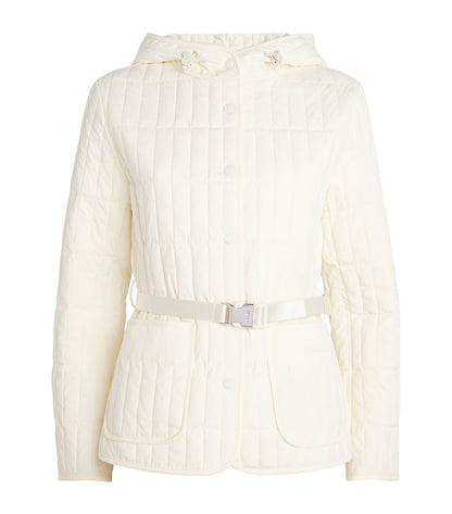 MK Raja Light Down Vertical Quilted Hooded Jacket with Belt