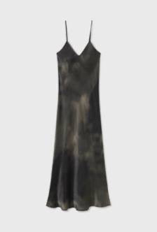 SL 90s Silk Slip Midi Dress in Seashells | Smoke | Surreal Black