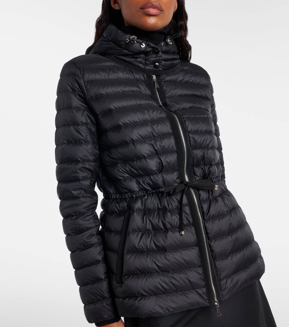 MC Raie Hooded Short Down Gathered Waist Drawstring Jacket