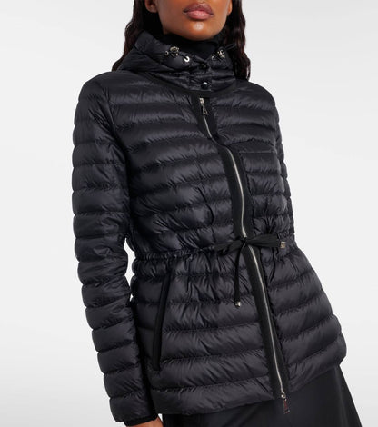 MC Raie Hooded Short Down Gathered Waist Drawstring Jacket