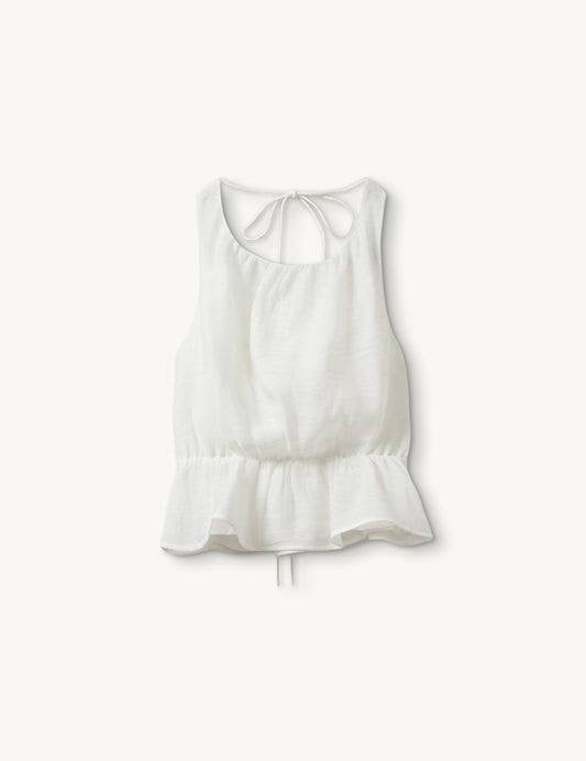 Thetis Halter Tie-back Peplum Top | Maxi Dress Gown in White Chiffon