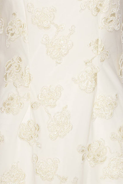 RT Beaded Square-neck Mini Dress in Egret White