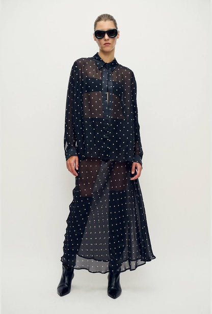 SL 8-Momme Silk Chiffon Crossover Shirt