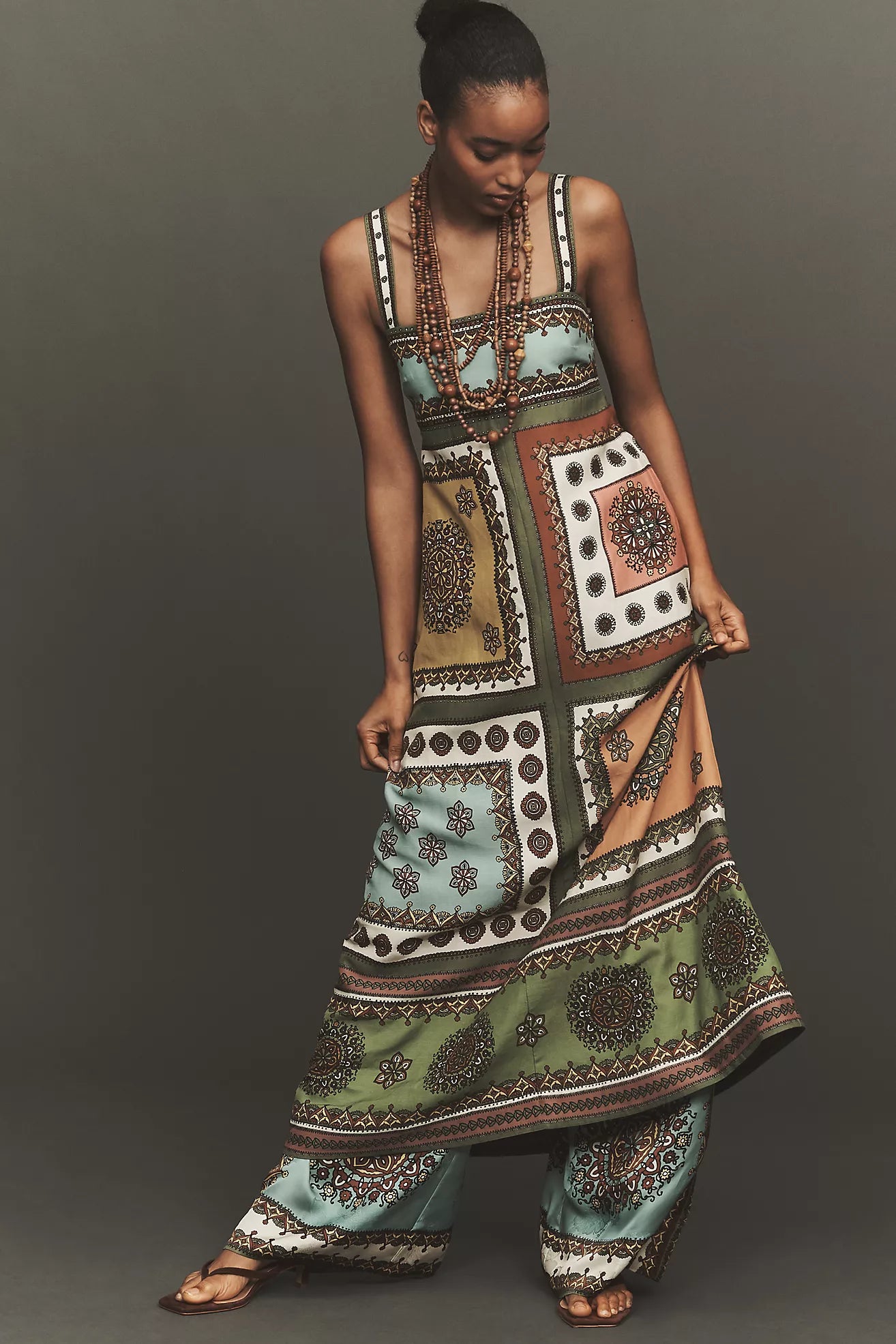 ALM Contina Day Viscose-Linen Midi Dress Sundress
