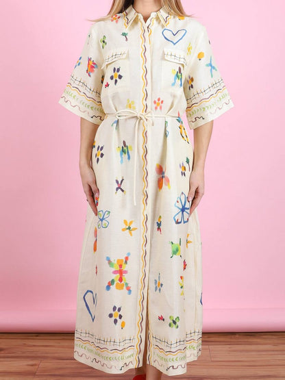 ALM Sidi Linen-Viscose Shirtdress Midi Dress