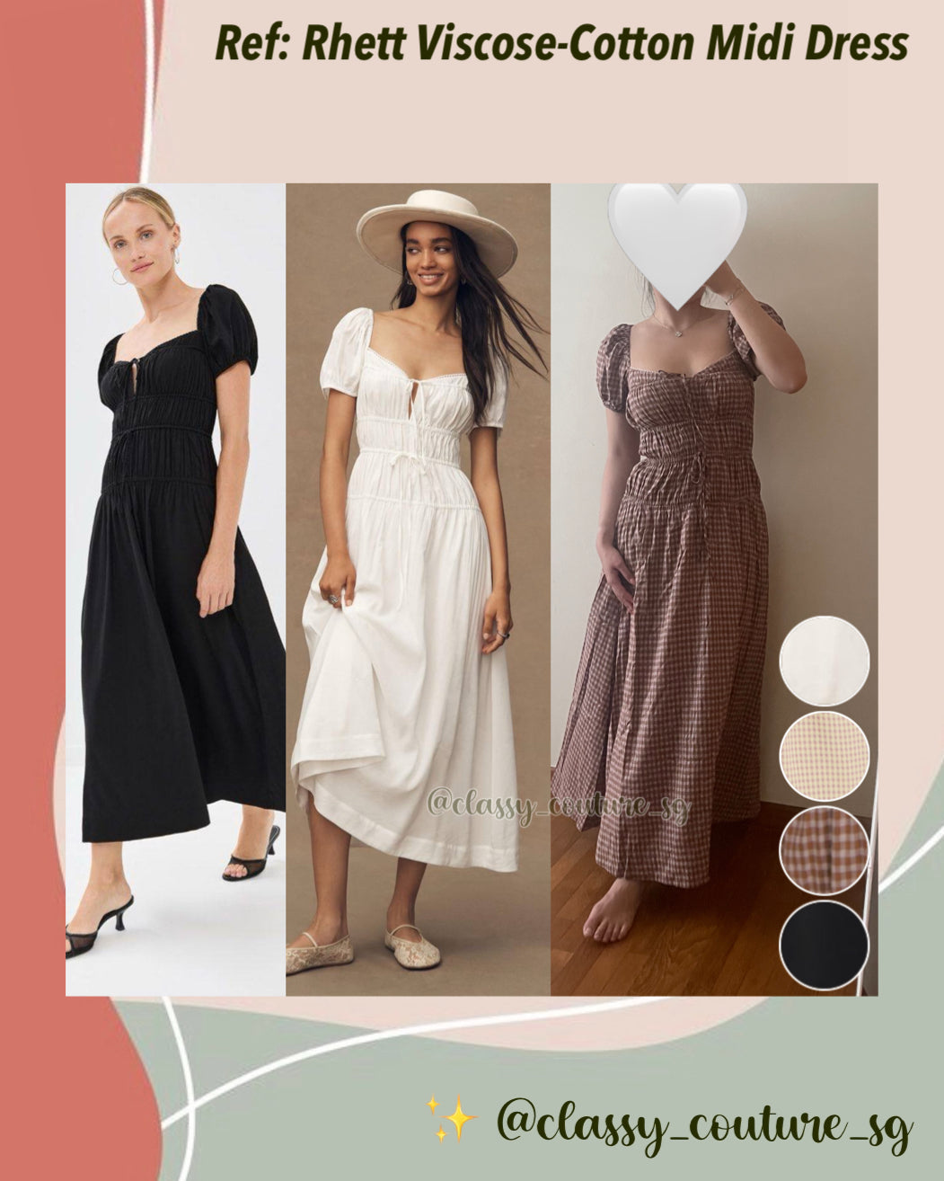 Ref Rhett Viscose-Cotton Midi Dress – Classy Couture (SG)