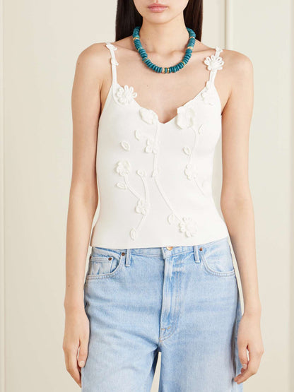 CG Emiliana Viscose-blend Knit 3D Floral-Appliqué Top