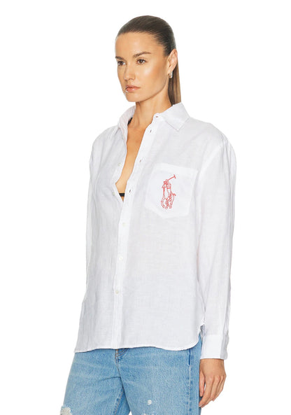 RL Oversized Fit Big Pony Linen Long Sleeve Sport Shirt