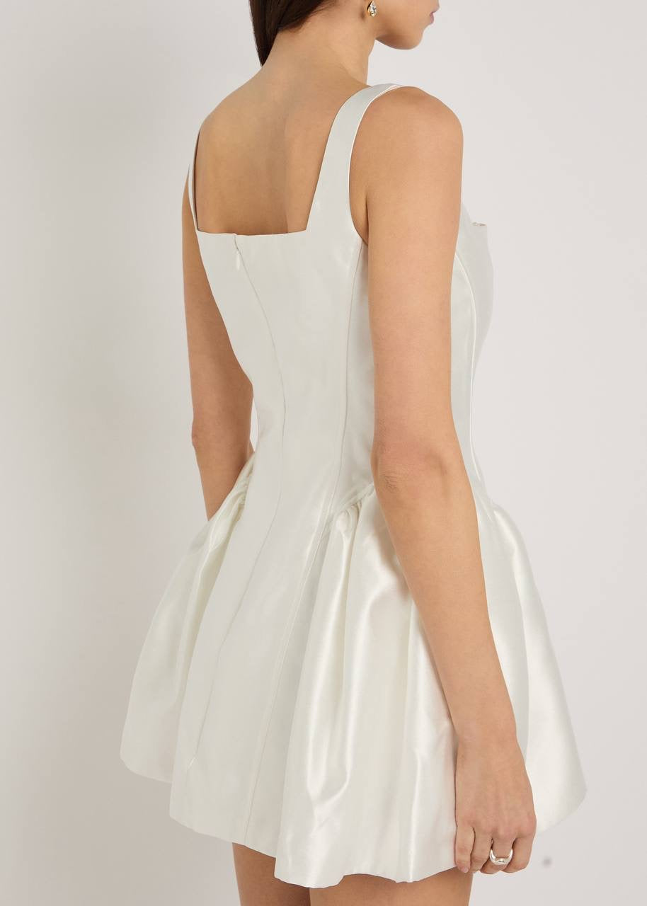SP White Taffeta Bustier Flared Mini Dress