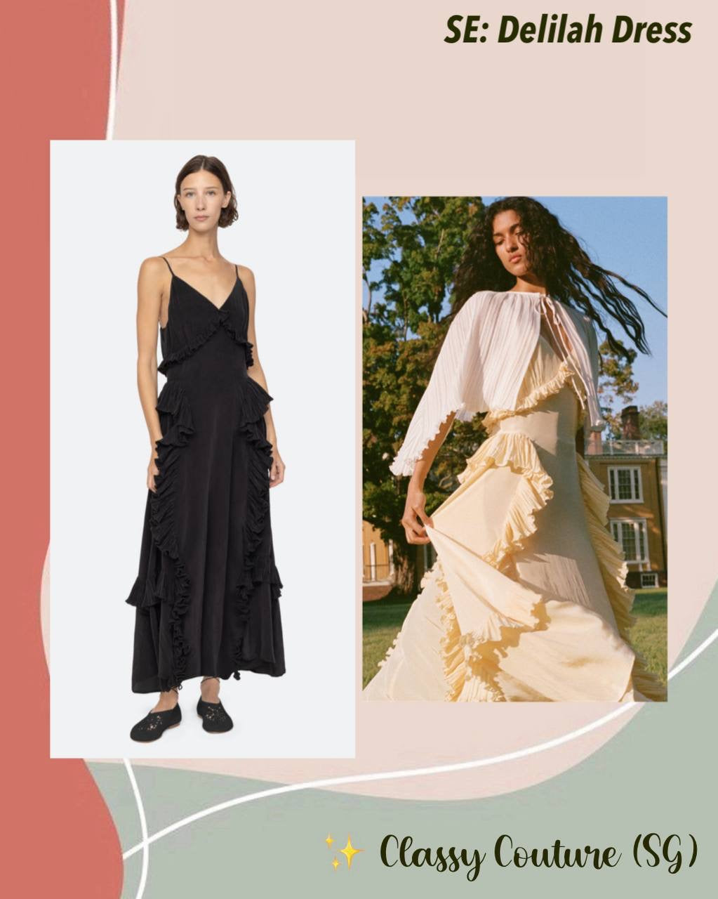 SE Delilah Chiffon Ruffle Midi Maxi Dress