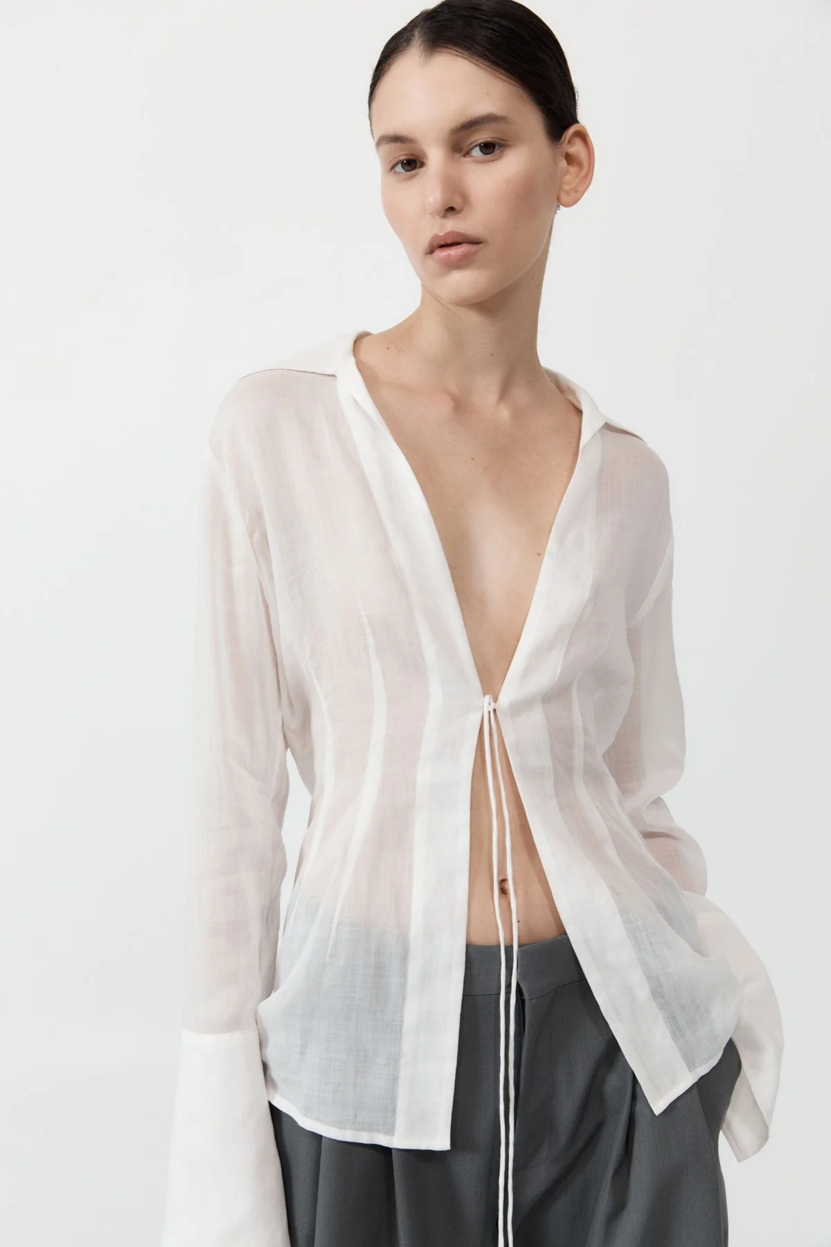 SA Sheer Linen Tie Top