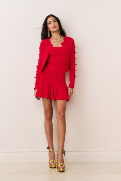 LSF Garrett Rib Pointelle Cami Top | Meryl Mini Skirt | Zoriah Cardigan | Viscose-blend Set