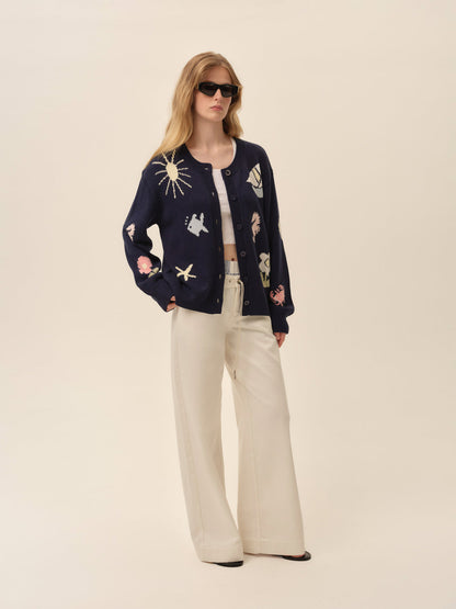 FLL Marie Nautical Wool-blend Cardigan