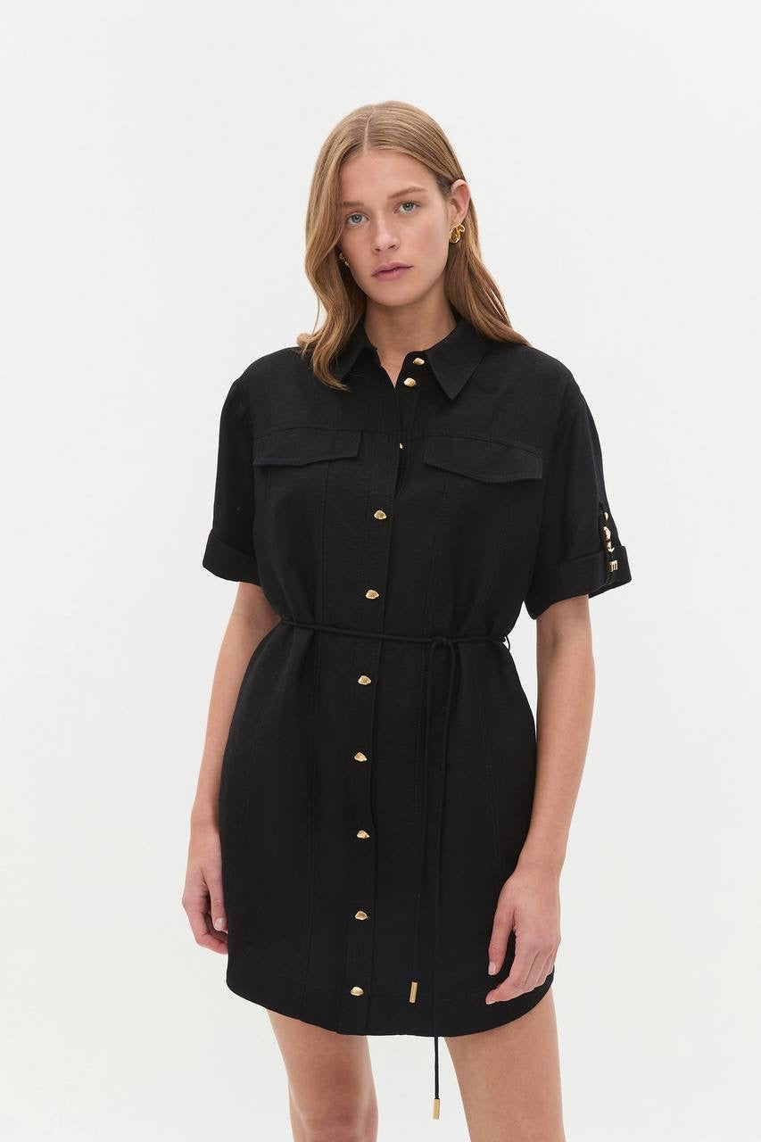 AJ Celie Linen-blend Shirtdress Mini Dress