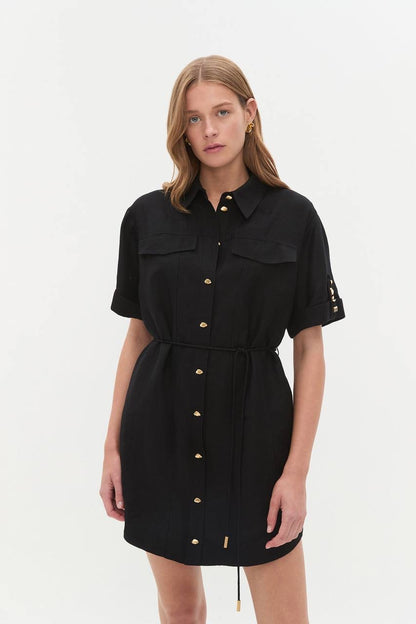 AJ Celie Linen-blend Shirtdress Mini Dress