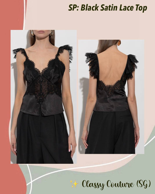 SP Black Satin Lace Top