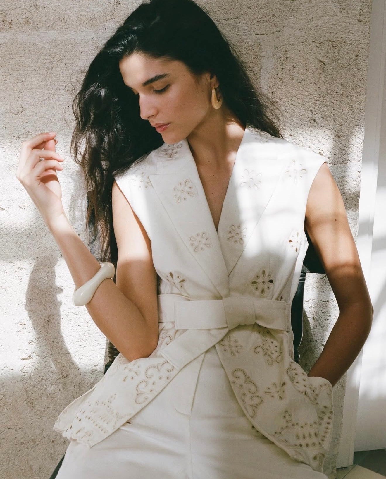 VB Townes Eyelet Vest | Komi Pants | Embroidered Stretch-cotton Twill Set