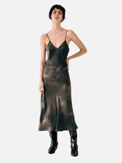 SL 90s Slip Midi Dress in Smoke | Phosphate Silk