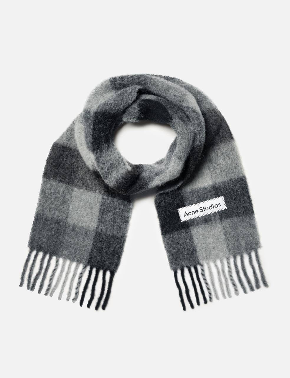 4 Colors! AC Checked Alpaca-Wool-Mohair blend Fringed Scarf