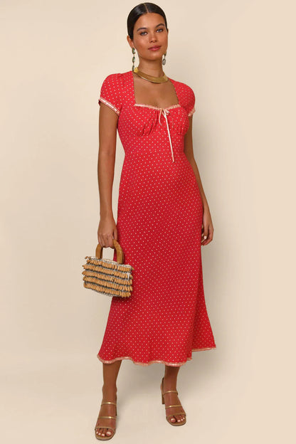 SALE! RX Marisa Viscose Midi Dress in Spot Red