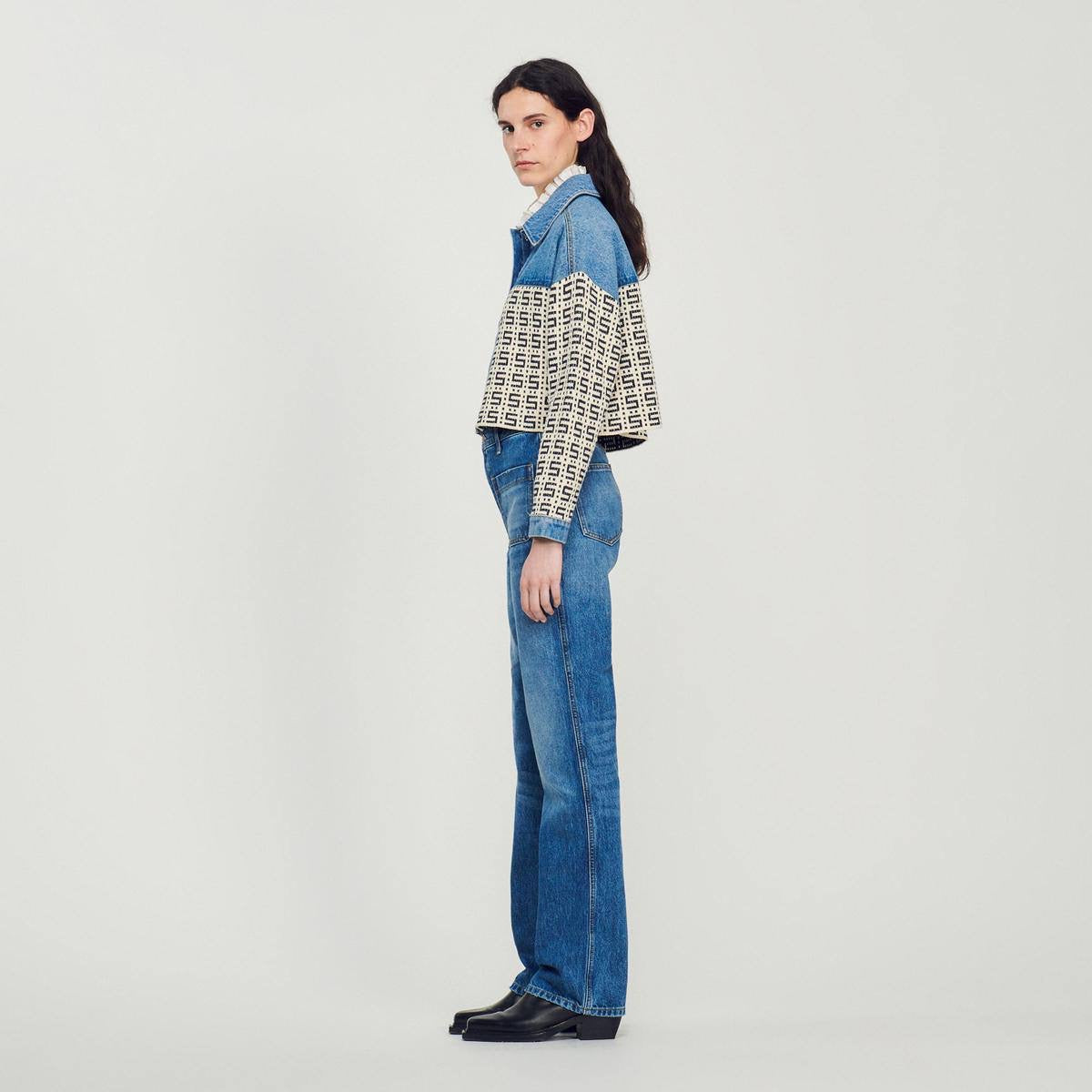 SD Cordoue Logo Jacquard Denim Cropped Jacket