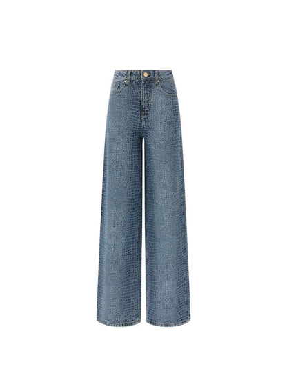 SP Rhinestone Croc Effect Wide Leg Jeans (belt not included)