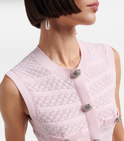 SP Pink Pointelle Diamanté Knit Mini Dress