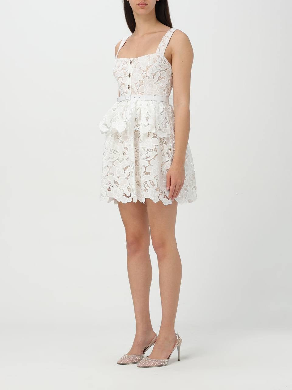 SP White Lace Tiered Mini Dress