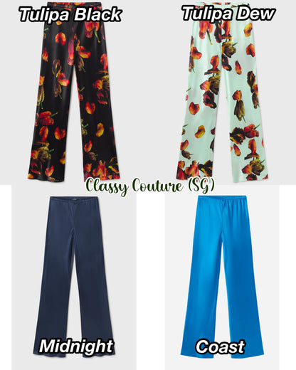 SL Bias Cut Pants: Tulipa Dew | Tulipa Black | Coast | Midnight - Thick 19 Momme Silk