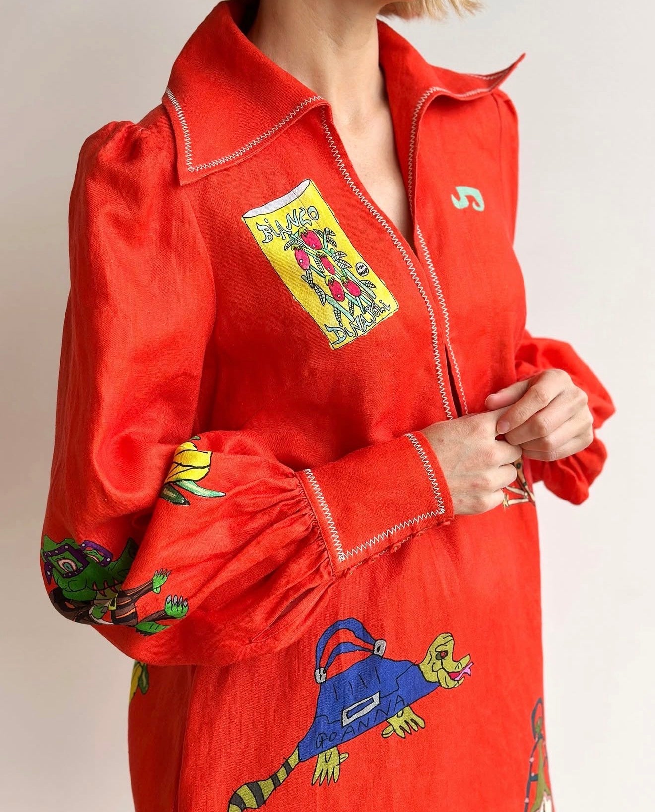 ALM Contessa Linen Shift Mini Dress Shirtdress