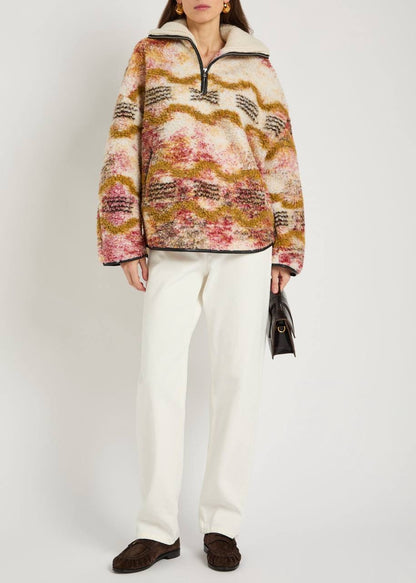 IM Marner Patterned Wool-blend Fleece Quarter-zip Pullover Coat