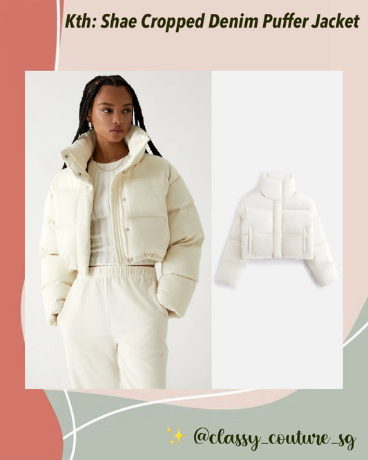 Kth Shae Cropped Denim Puffer Jacket | Sandrift White cotton