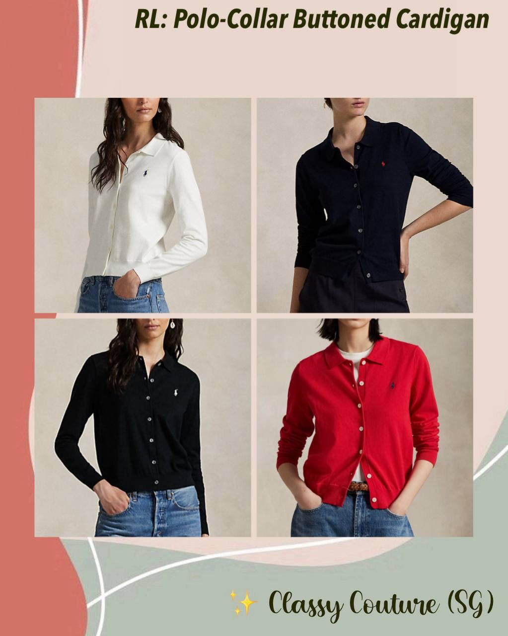 RL Polo-Collar Cotton-blend Buttoned Cardigan