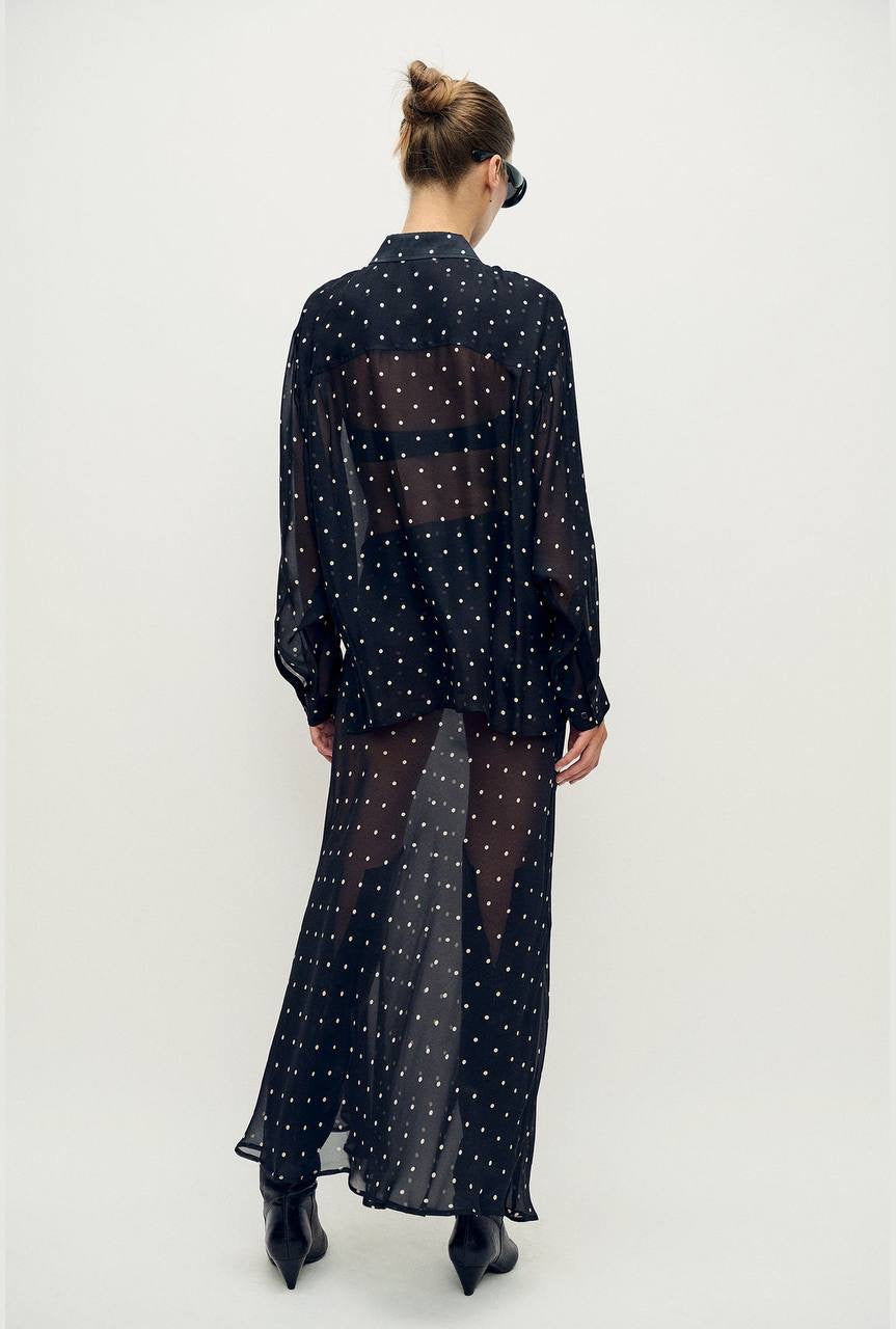 SL 8-Momme Silk Chiffon Crossover Shirt