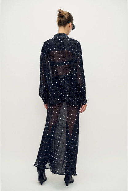 SL 8-Momme Silk Chiffon Crossover Shirt