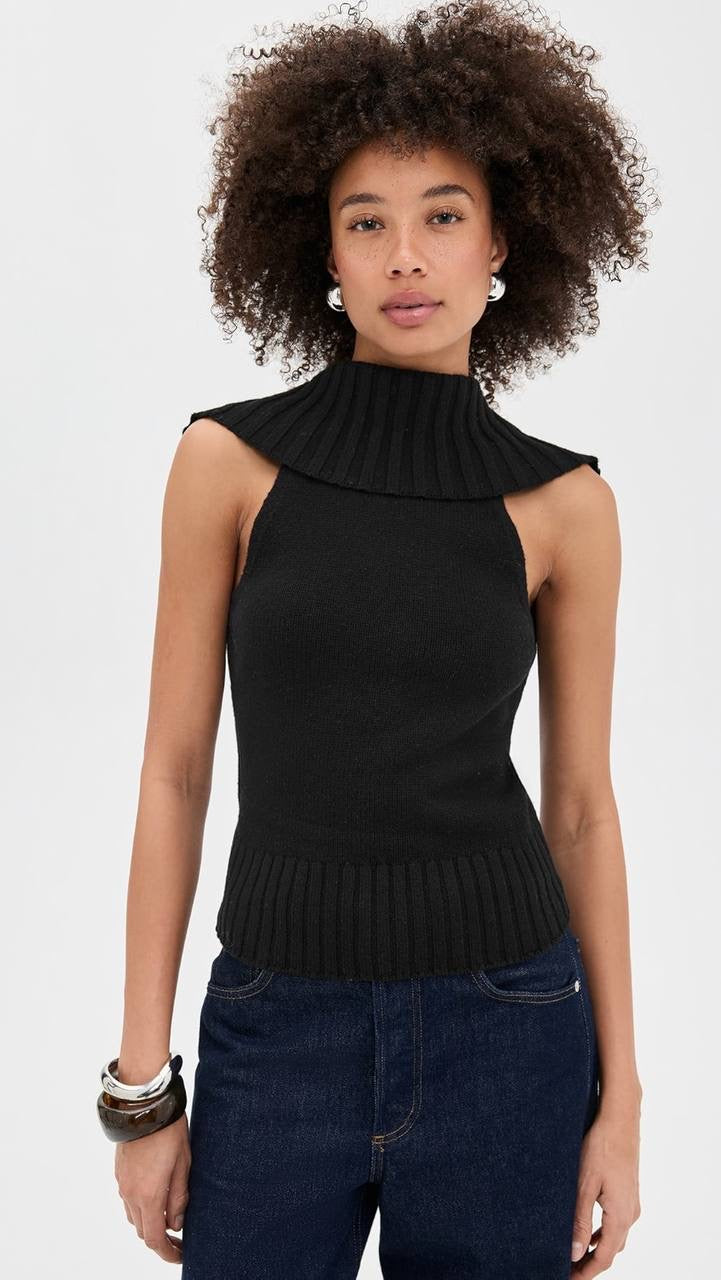 CG Chen Cowl Neck Wool-Cotton Blend Top