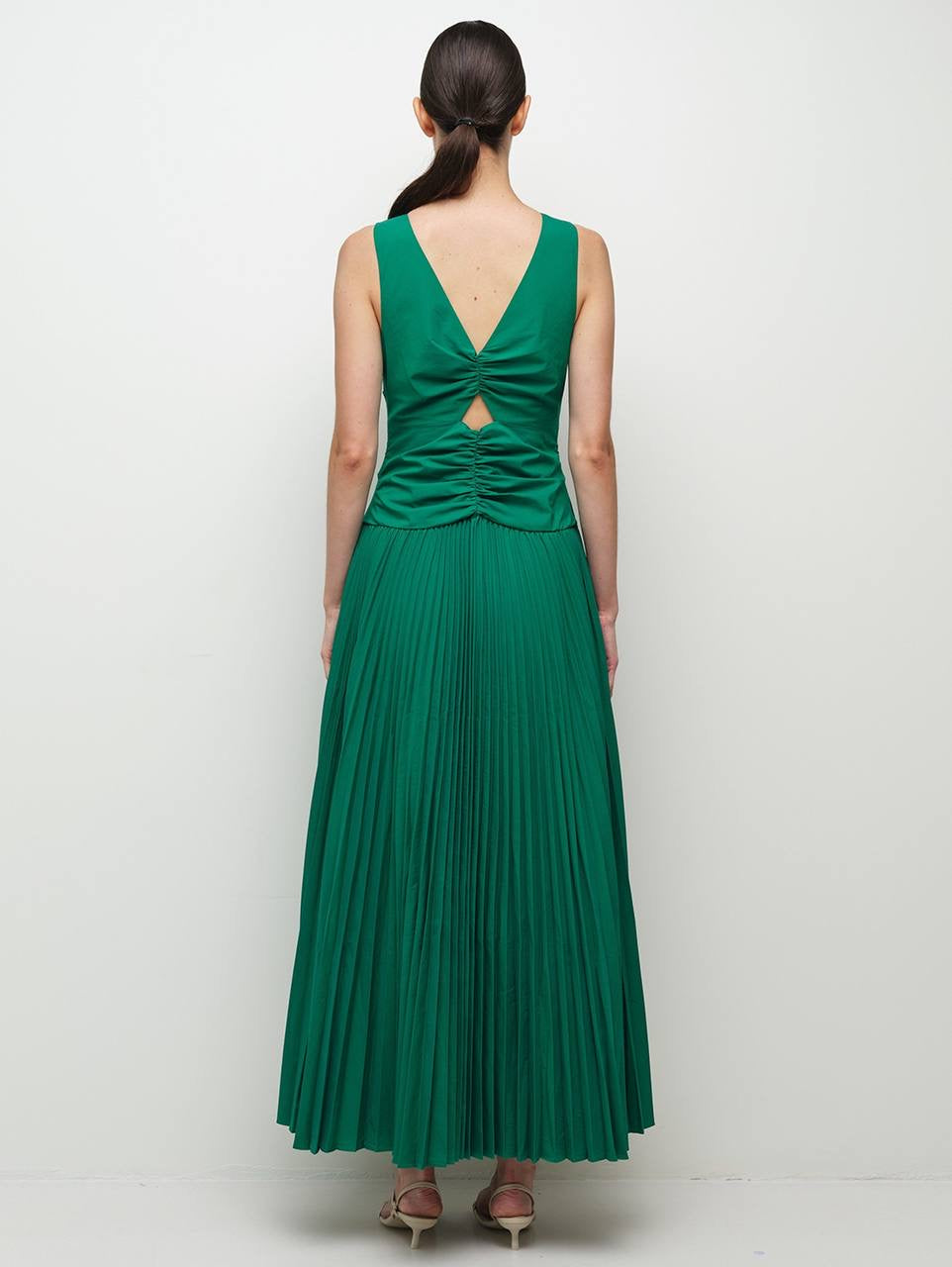 SK Vivianne Twist-Front Cutout Cotton-lined Midi Dress