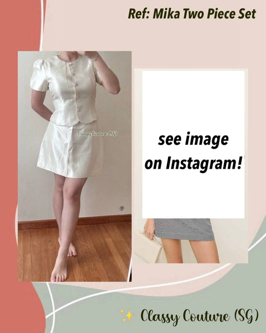 Ref Mika Top | Mini Skirt | Cream Viscose-Silk & Black/White Check Two Piece Set
